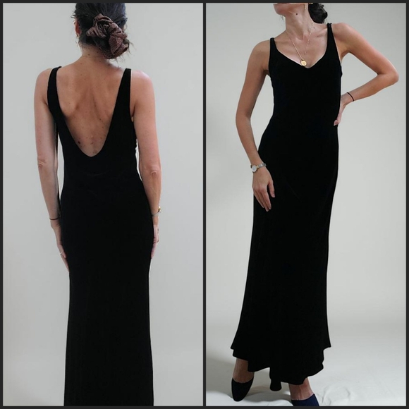 Neiman Marcus Dresses & Skirts - Neiman Marcus Velvet Deep V Black Evening Dress